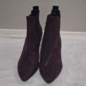 Pointed Chelsea Ankle Boots in Deep Wine Suede
